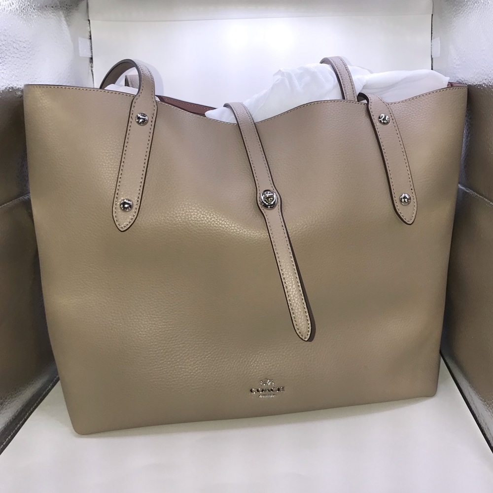 COACH Stone pebble leather market tote NWT